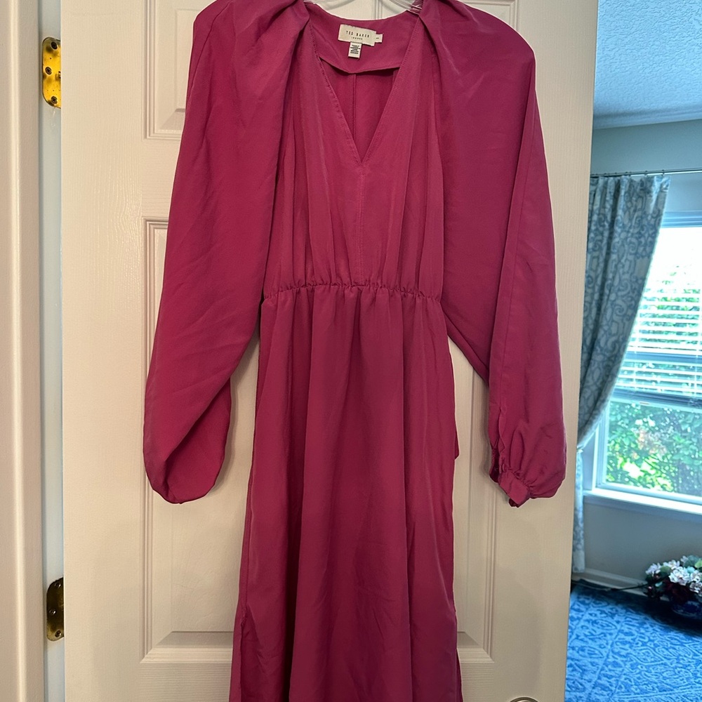 Ted Baker Pink Long Sleeve V-Neck Sundress